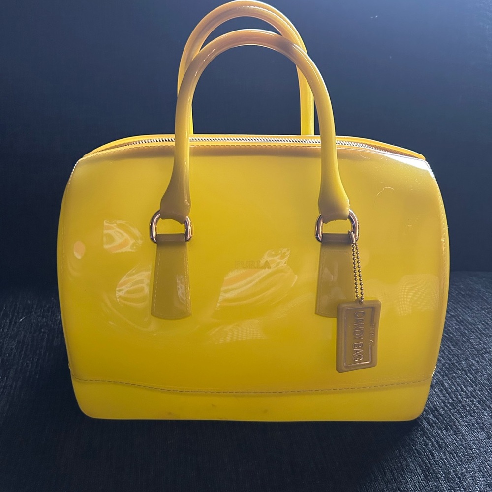 FURLA Citron Yellow Green Jelly Candy Large Satchel Bag - Picture 8 of 14